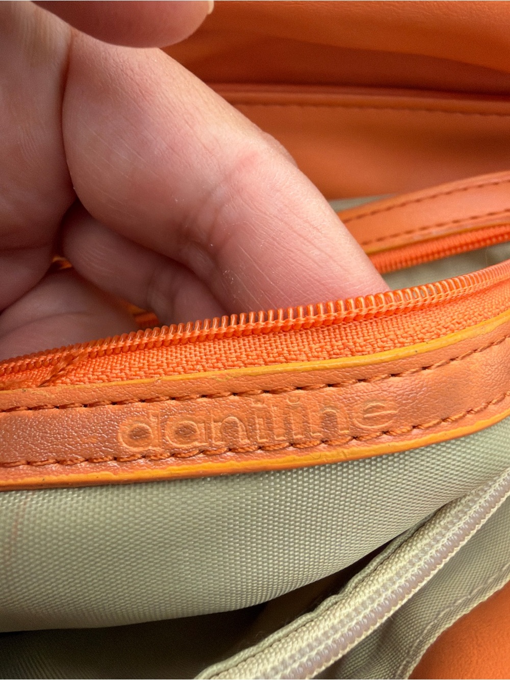 Daniline Orange Satchel Handbag Gold Hardware Top Handle Shoulder Bag PVC - Picture 11 of 15